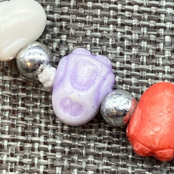 Trrtlz Penguin Stretch Bracelet 7 In Multicolor Beads Silver Friendship Retro - Picture 5 of 6